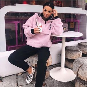 blush crop overhead borg jacket